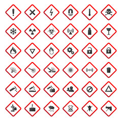 Warning and danger signs collection isolated on white background