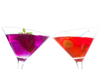 Martini cocktail with fresh strawberry