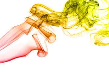 Colored smoke isolated on white background