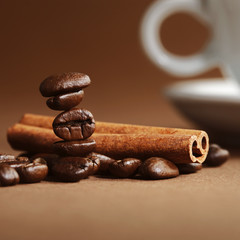 Coffee beans and cinnamon