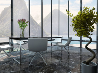 Dining room interior with table setting