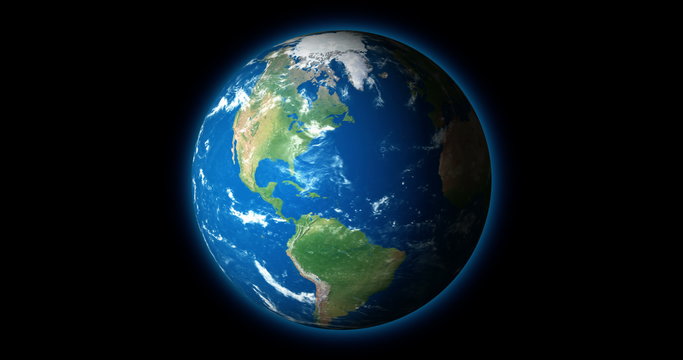 4K - Blue Planet Earth rotates on black BG