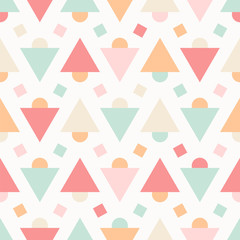 Geometric abstract pastel seamless pattern on white