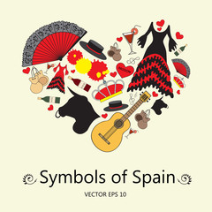 Stylized heart with symbols of Spain
