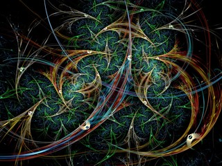 Fototapeta premium Green tree background fractal like metallic fabric