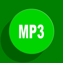 mp3 green flat icon