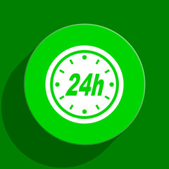 24h green flat icon