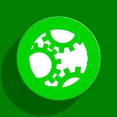 gear green flat icon
