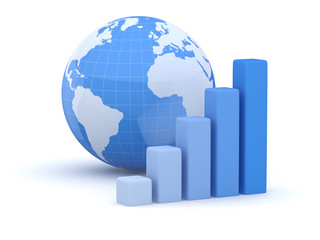 Fototapeta premium Globe and business. Earth and world map. 3d