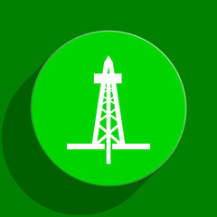 drilling green flat icon
