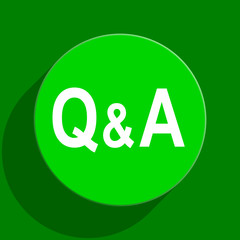 question answer green flat icon