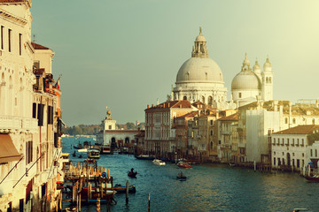 Naklejka premium Canal Grande i Bazylika Santa Maria della Salute, Wenecja, Włochy