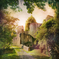 Fototapeta premium Shabby Chic Background with castle ruin
