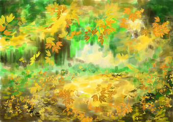 Fototapeta na wymiar cg painting autumn background