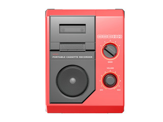 Portable cassette recorder. 3D isolated