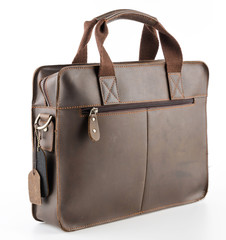 Leather bag isolated on white background