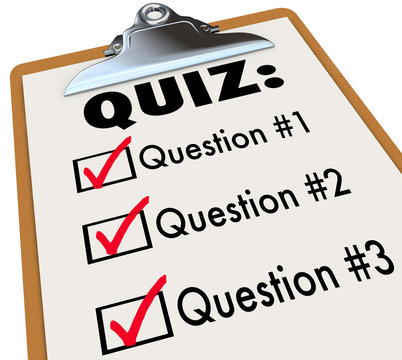Quiz Word Clipboard Three Questions Answers Test Evaluation