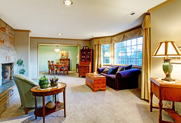 Living room interior with rustic furniture