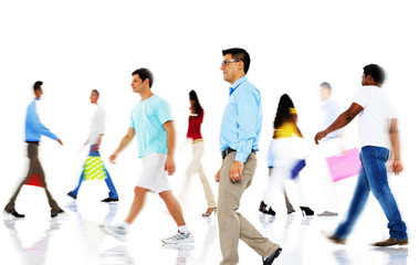Group of Diverse Busy People Shopping