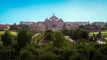 Foto op Plexiglas The beautiful temple in Hindu style (Akshardham, Delhi, India) © molpix