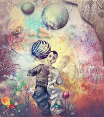 Poster Pierrot in a fairytale landscape © Rosario Rizzo