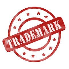Red Weathered Trademark Stamp Circles and Stars - 64559798