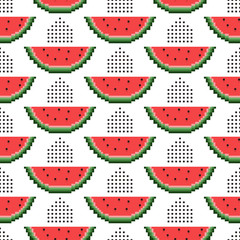 Seamless pattern of pixel watermelons
