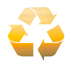 Recycle symbol with sun set clolor texture