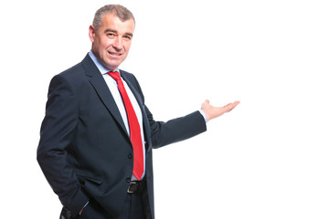 business man presenting something