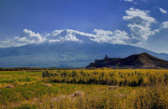 Khor Virap monastery in front of Mount Ararat