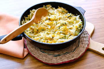 cabbage in a frying pan