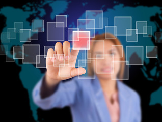 Business women are touch buttons.