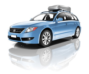 Three Dimensional Image of a Blue Car