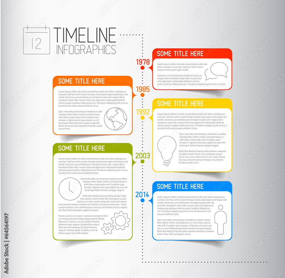 Fototapete infographic timeline report template with descriptive bubbles