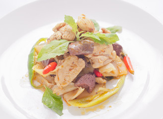 Fried holy basil leave with chicken