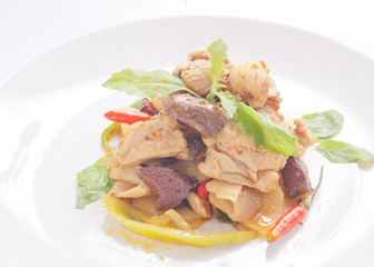 Fried holy basil leave with chicken