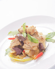 Fried holy basil leave with chicken