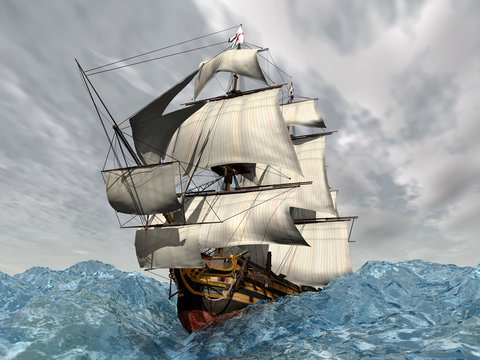 HMS Victory in stürmischer See