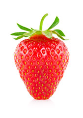Ripe juicy strawberry. Isolated on white background