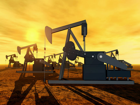 Oil Pumps at Sunset