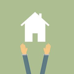 business hand holding home,vector