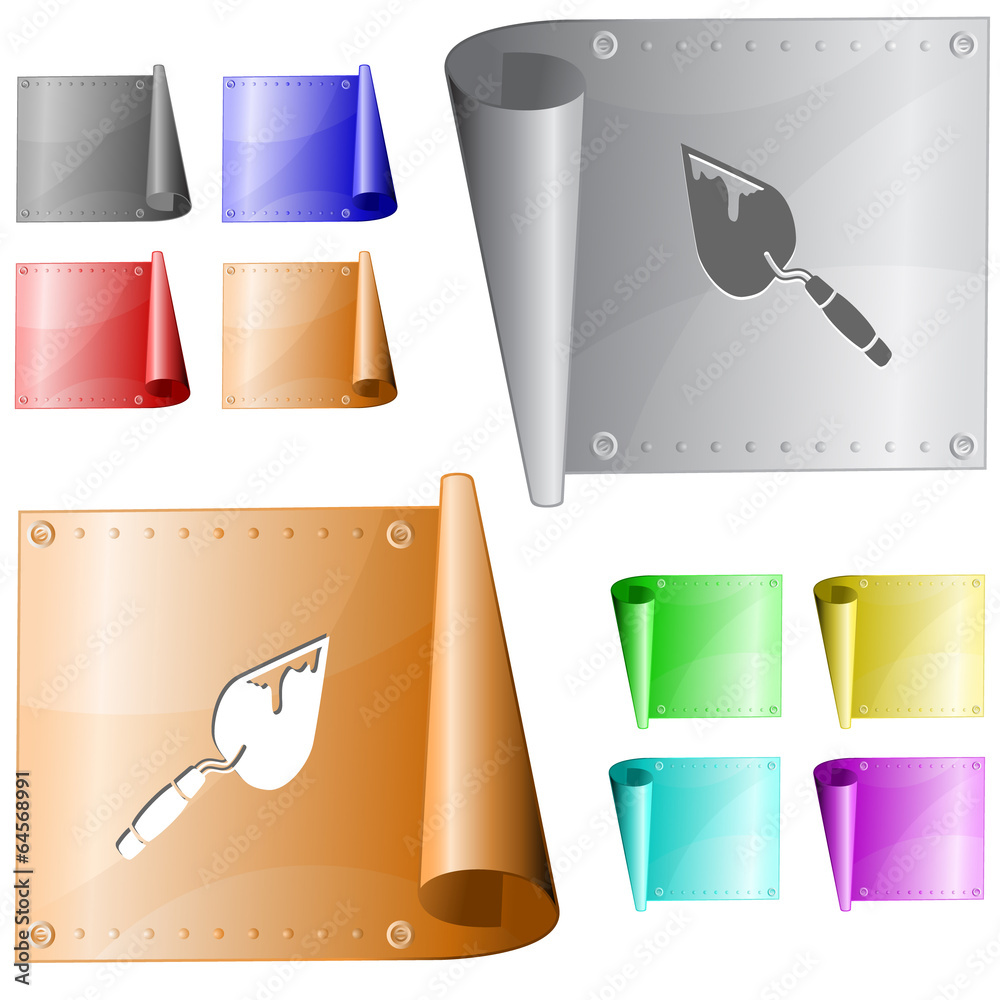 Sticker trowel. vector metal surface.