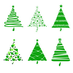 A collection of Christmas trees vector set