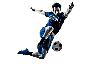 Fotobehang italian soccer players man silhouettes © snaptitude