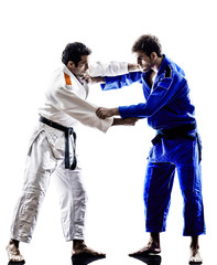 judokas fighters fighting men silhouettes