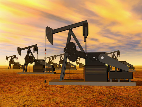 Oil Pumps at Sunset