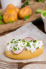 New potatoes with spring curd