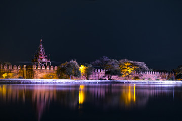 Mandalay Palace Bastion at Night.
