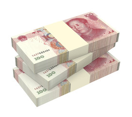 Yuan money isolated on white background. 