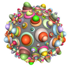 3d bubble ball in multiple bright colors on white